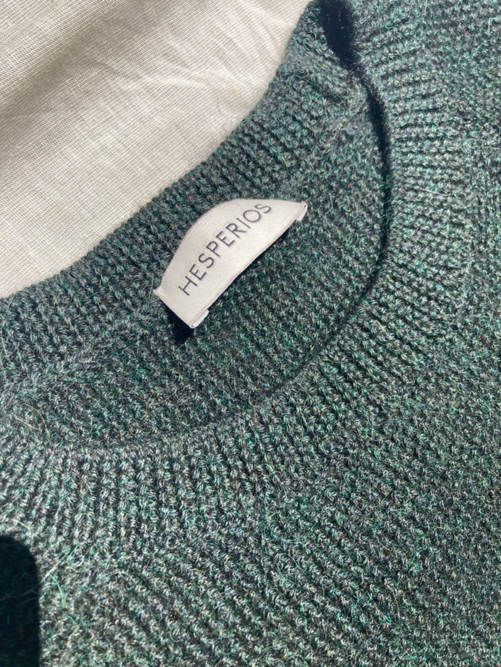 Hesperios Green Alpaca mini sweater dress raglan sleeve Faro style L